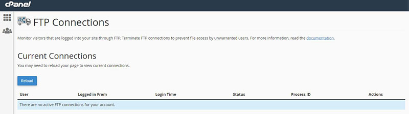 cPanel ftp connections
